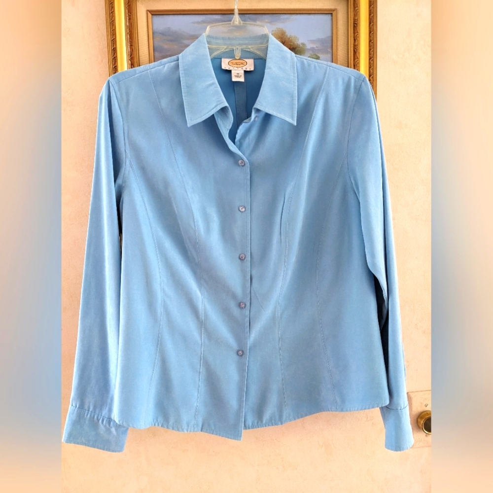 Talbot Shirt Jacket, easy care, blue soft brushed polyester, M